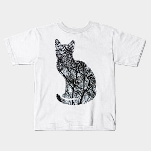 Tree Cat Silhouette Kids T-Shirt